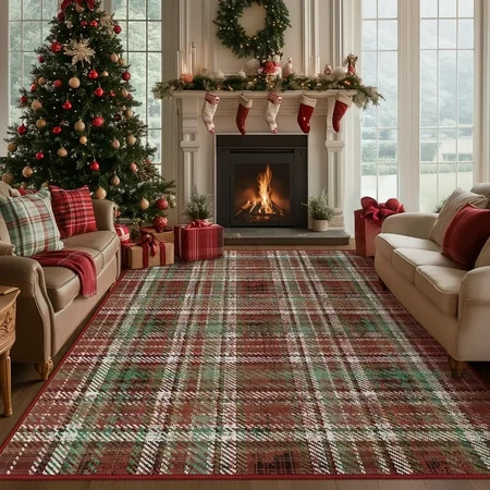 KUETH 3×5 Large Indoor Christmas Area Rug, Christmas Rugs for Living Room,Machine Washable Rug, Printed Holiday Decor, Non-Slip Rug, Bedroom, Kitchen, Dinning Room | Walmart (US)