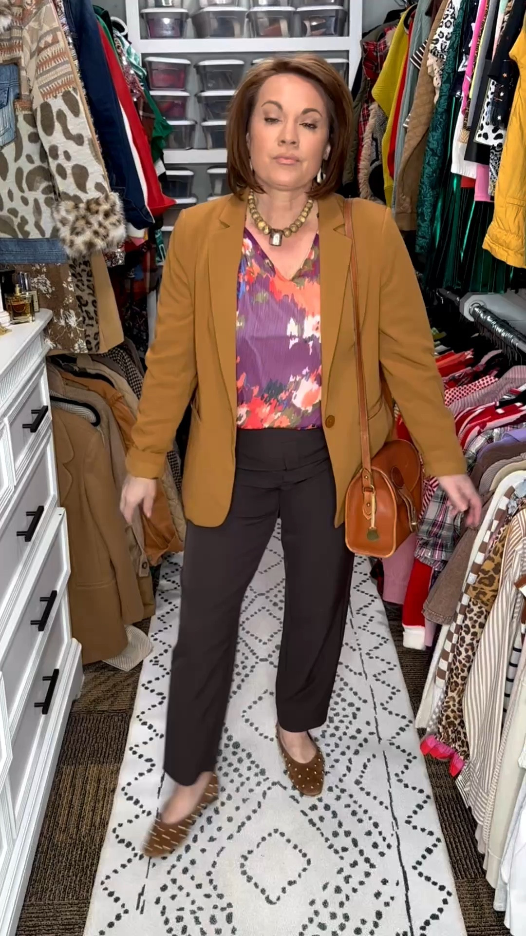 One Outfit. Two Vibes. Just Add a Blazer.

Caption:
I love an outfit that works without the extra layer…
but absolutely shines with it.

Look 1:
✔️ Printed blouse
✔️ Tailored ankle pants
Effortless. Comfortable. Easy.

Look 2:
✔️ Add a structured blazer
Now it’s elevated, confident, and completely work-ready.

The blazer doesn’t just “add warmth” — it adds structure. It sharpens the silhouette, pulls the warm tones together with the cognac bag and flats, and instantly makes the outfit feel intentional.

If you ever wonder why some outfits feel styled and others feel thrown on…
it’s usually that third piece.

And the best part? You probably already own one.

Linking everything here — blouse, trousers, blazer, bag, and studded flats.

⸻

over 50 style inspiration
how to elevate a simple outfit
blazer outfit women
business casual over 40
printed blouse outfit idea
cognac accessories outfit
tailored ankle pants look
polished everyday style


#LTKgrwm #LTKootd #LTKMidsize