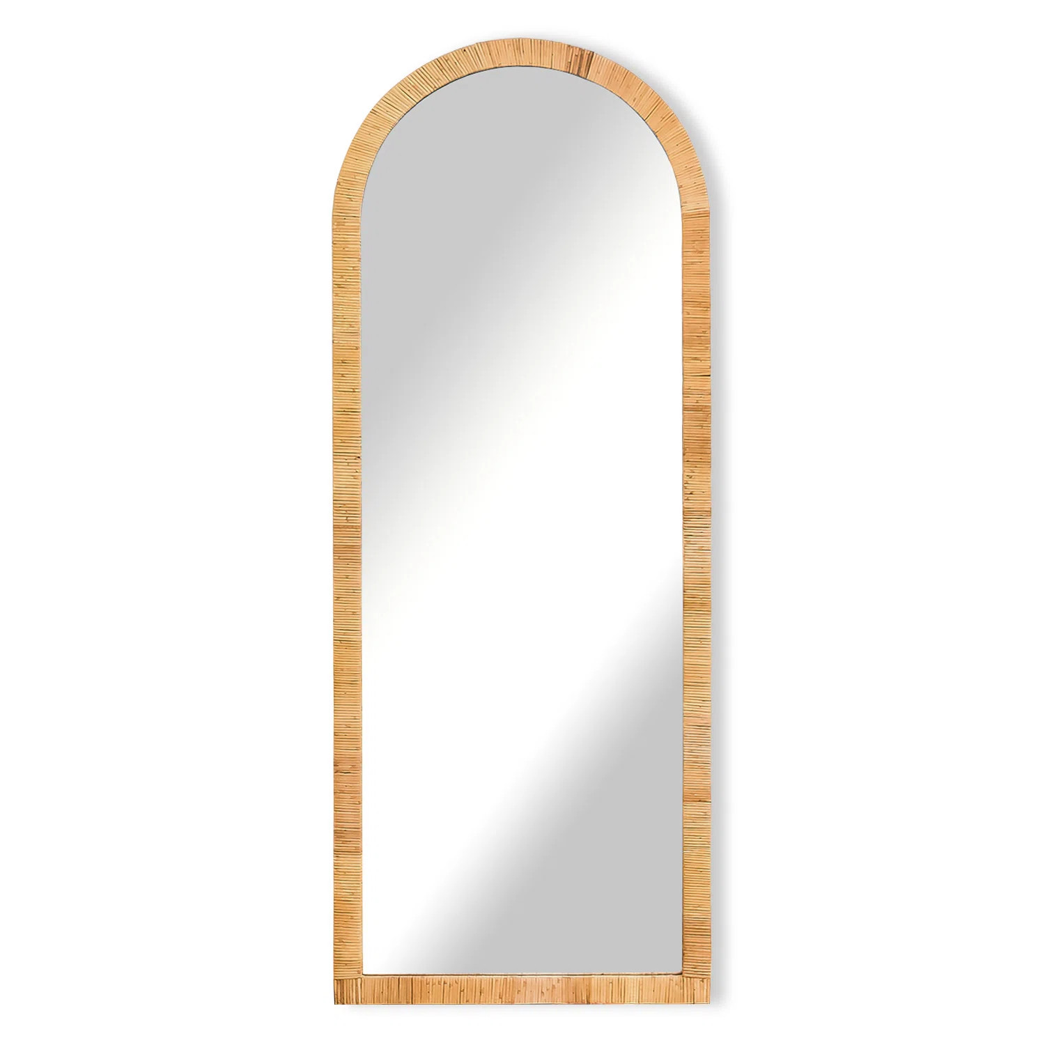 Modern & Contemporary Rattan Arched-Top 68.11" Tall Accent Floor Mirror Full Length Mirror | Wayfair North America