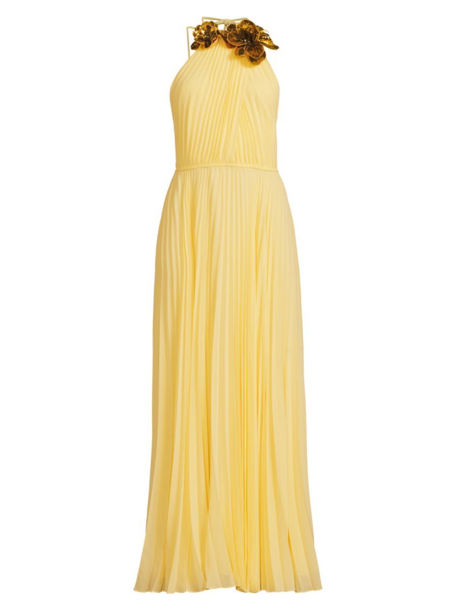 Zo Sequined Floral Pleated Chiffon Maxi Dress | Saks Fifth Avenue