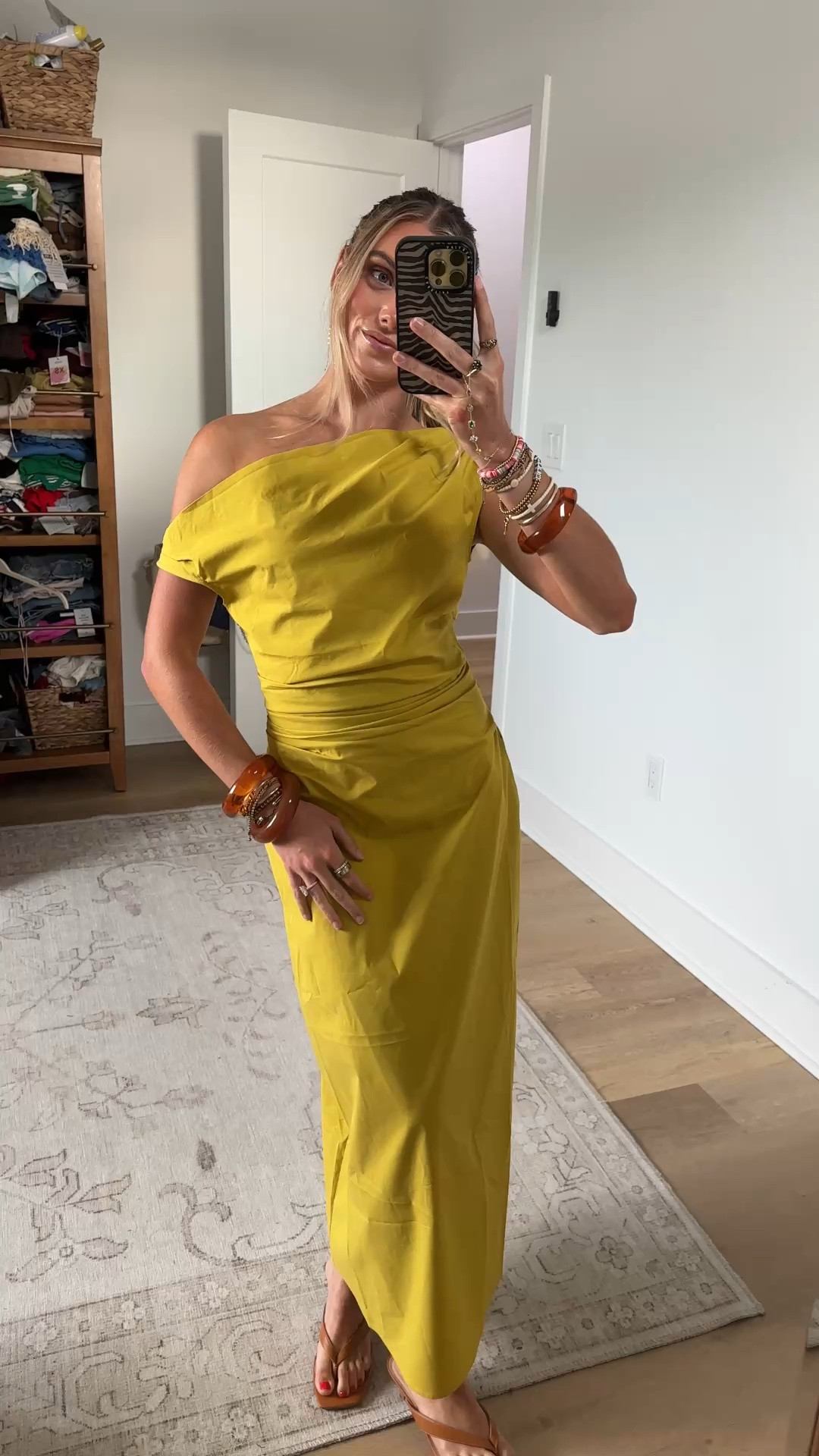 Birthday dinner outfit! My dress is @Express Stretch Cotton Poplin One Shoulder Pleated Maxi Dress with Pockets. Amazon kitten heels and my new @Target x @luvaj bangles.

#LTKootd #LTKWedding #LTKgrwm