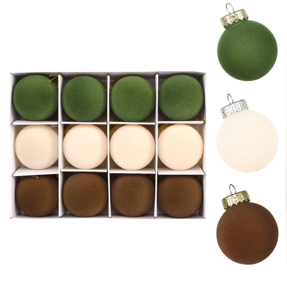 Christmas Tree Ornaments Velvet Balls - Pack of 12pcs Shatterproof Xmas Bulbs Decorations Set - M... | Walmart (US)
