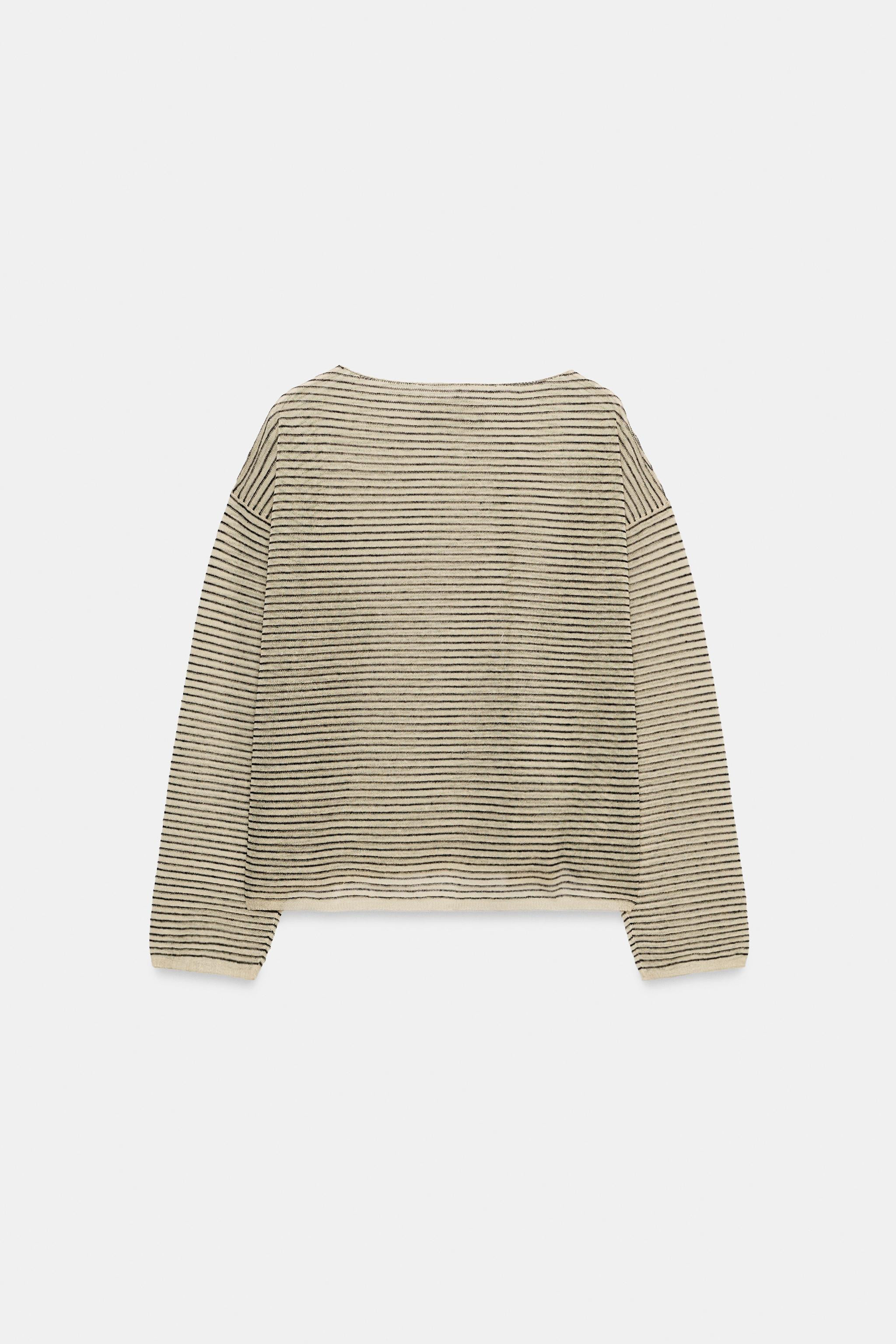 Fine knit jumper with 25% linen. Round neck and long sleeves. | Zara US