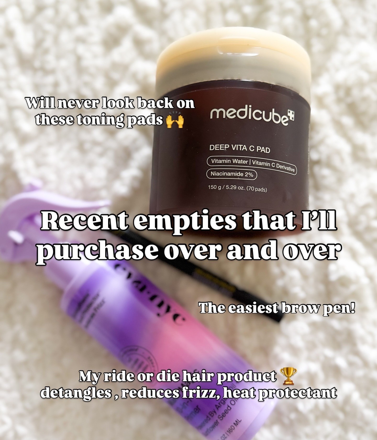 Recent empties. This Korean beauty line is SO good and these vitamin c pads are a top fave product!! This hair primer I’ve used for years and will never not have it! And this brow pen is super user friendly with a natural finish (I do warm brown and my brows are pretty dark so I’d go lighter in color)

#LTKFindsUnder50 #LTKFindsUnder100 #LTKBeauty