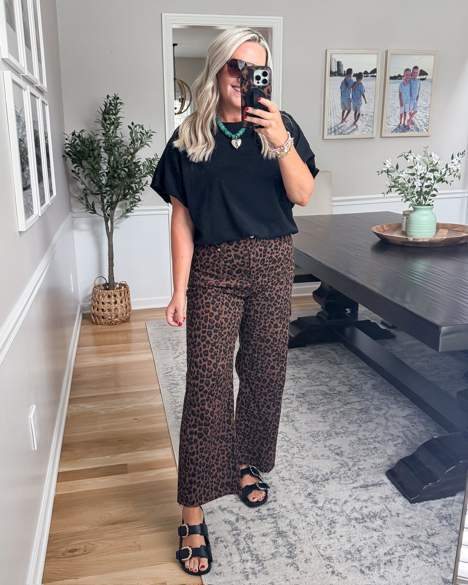 These leopard pants are such a fun way to add personality to your everyday wardrobe. Paired with a simple black top and sandals, they make a statement without feeling overdone. The relaxed wide leg fit is comfortable, flattering, and easy to dress up or down.

leopard pants, animal print fashion, wide leg pants, casual chic style, statement outfit, everyday fashion, trendy bottoms, fall transition style, neutral outfit ideas, comfortable fashion, fashion finds, effortless style, lovelylifestyling

#LTKootd #LTKSeasonal #LTKOver40