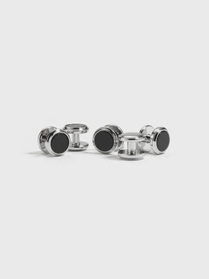 Silver Onyx Button Studs | The Black Tux