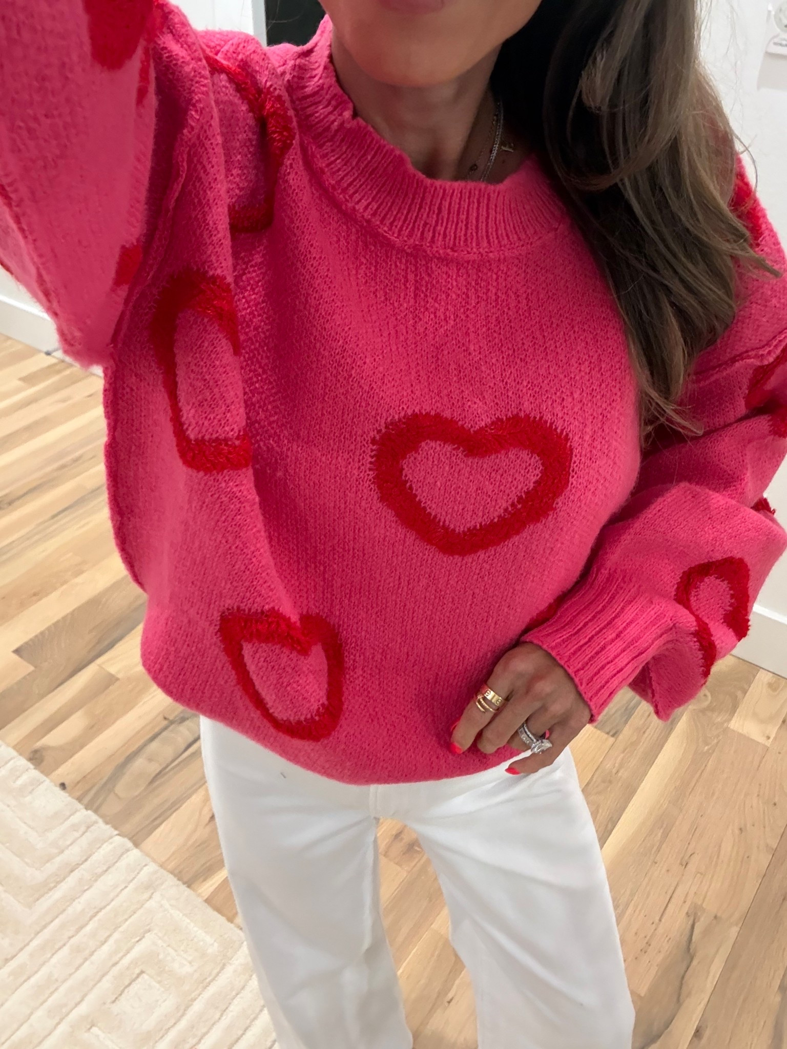 Super cute Valentine’s Day sweater runs large 

#LTKValentine