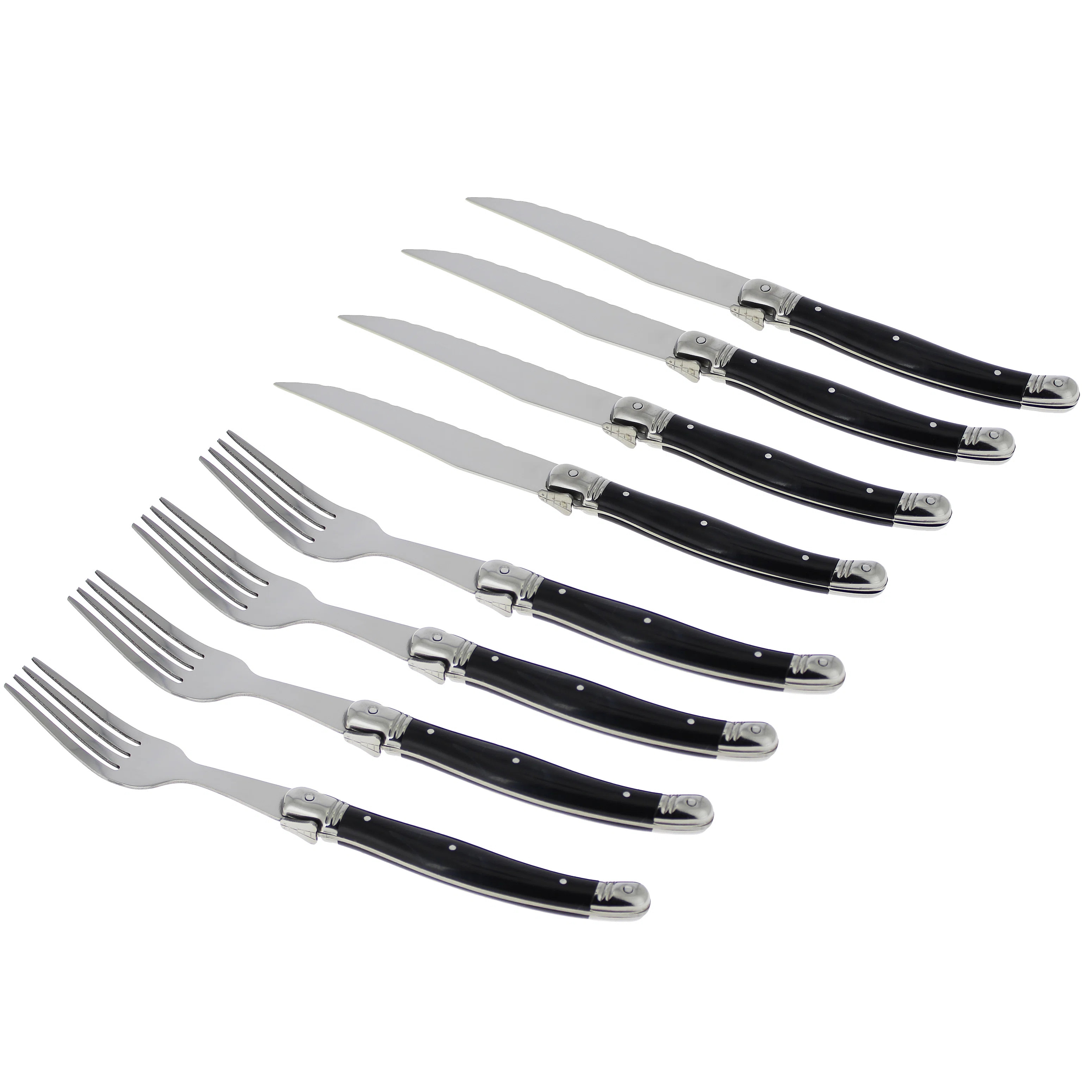 French Home Laguiole Faux Onyx Steak Knife and Fork Set, 8 Piece Set | Wayfair North America