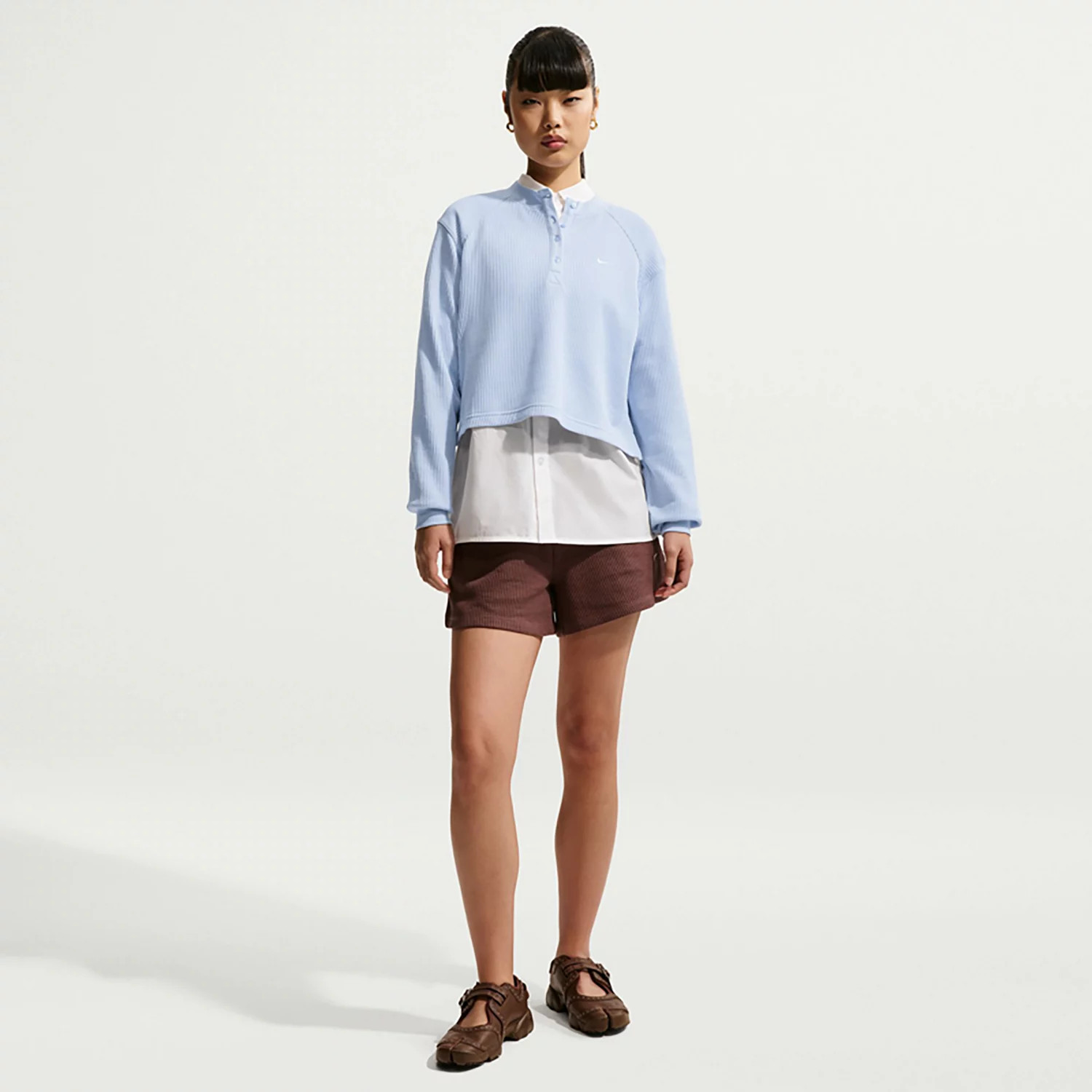 Nike Sportswear Chill Waffle Womenâs Oversized LongâSleeve Henley Top | Academy Sports + Outdoors