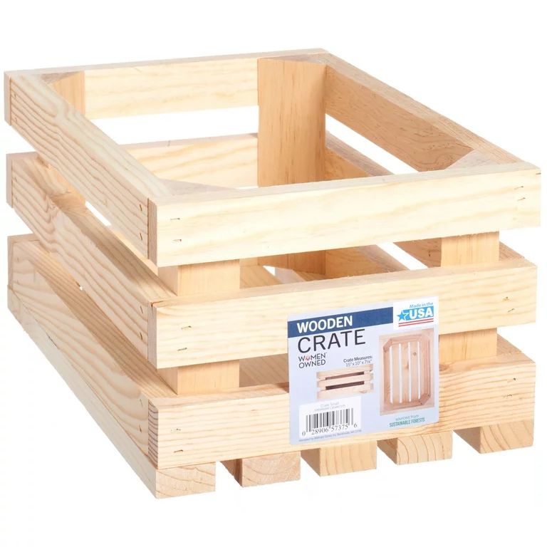 Unfinished Wood Slatted Crate, Brown, 7.15" High x 10" Wide x 15" Deep - Walmart.com | Walmart (US)