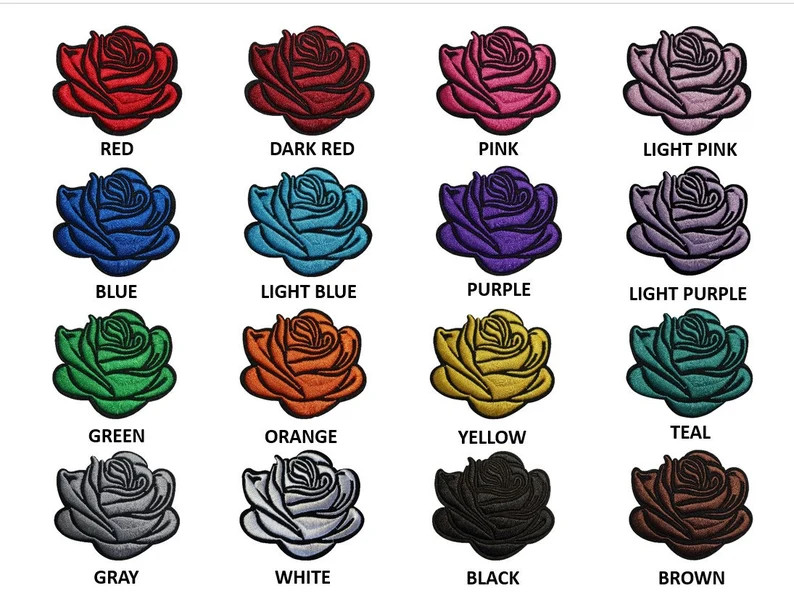 Rose Embroidered Iron on Patch Applique Bud Head Flower Floral - Etsy | Etsy (US)