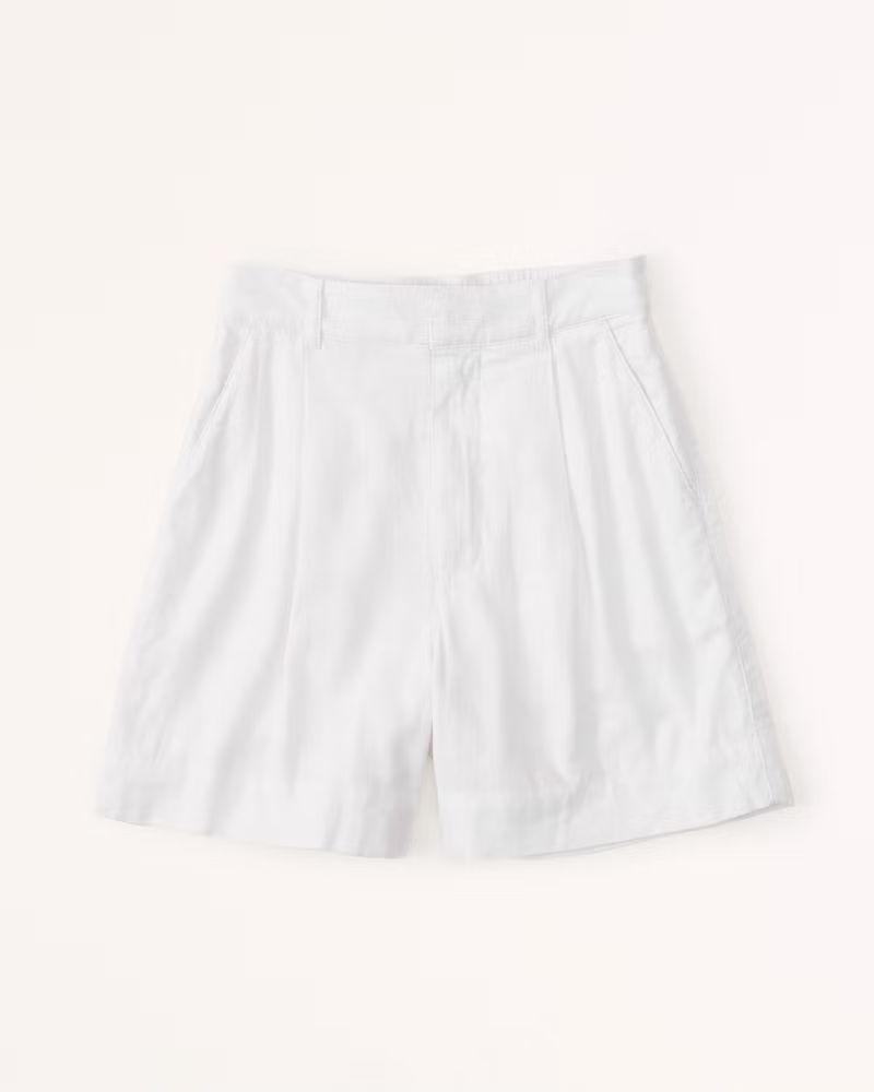 Women's 6 Inch Linen-Blend Tailored Shorts | Women's Bottoms | Abercrombie.com | Abercrombie & Fitch (US)