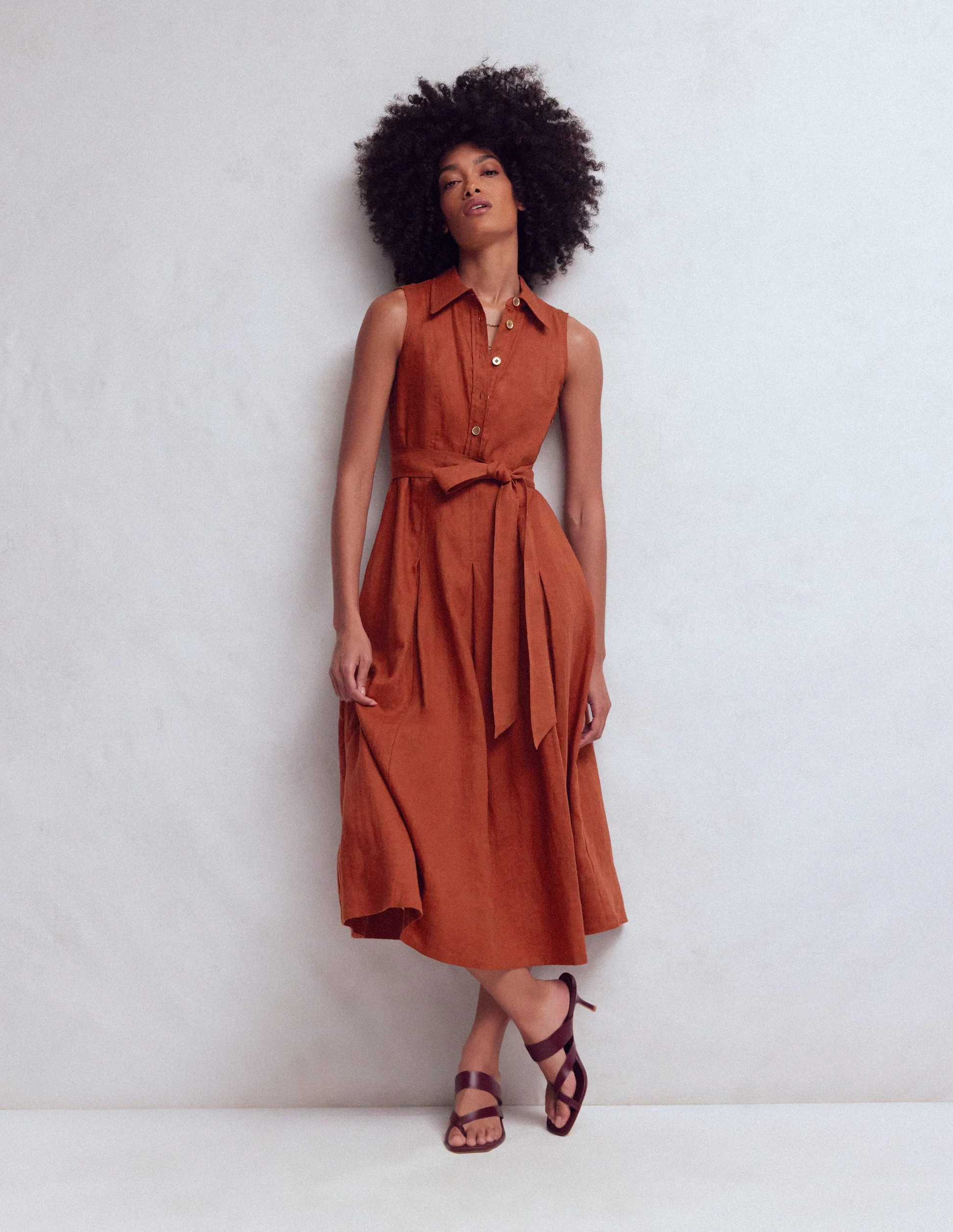 Belinda Linen Shirt Dress-Burnt Orange | Boden (US)