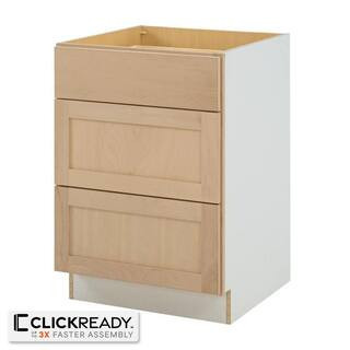 24 in. W x 24 in. D x 34.5 in. H Ready to Assemble Drawer Base Kitchen Cabinet in Unfinished with CLICKREADY Technology | The Home Depot