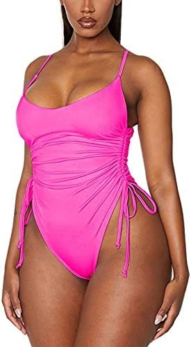 Viottiset Women's Ruched High Cut One Piece Swimsuit Tummy Control Bathing Suit Monokini | Amazon (US)