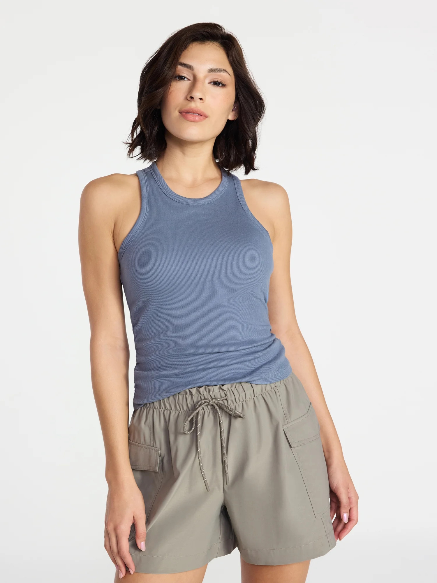 Avia Women's Cotton Ruched Rib Tank Top, Sizes XS-XXXL | Walmart (US)