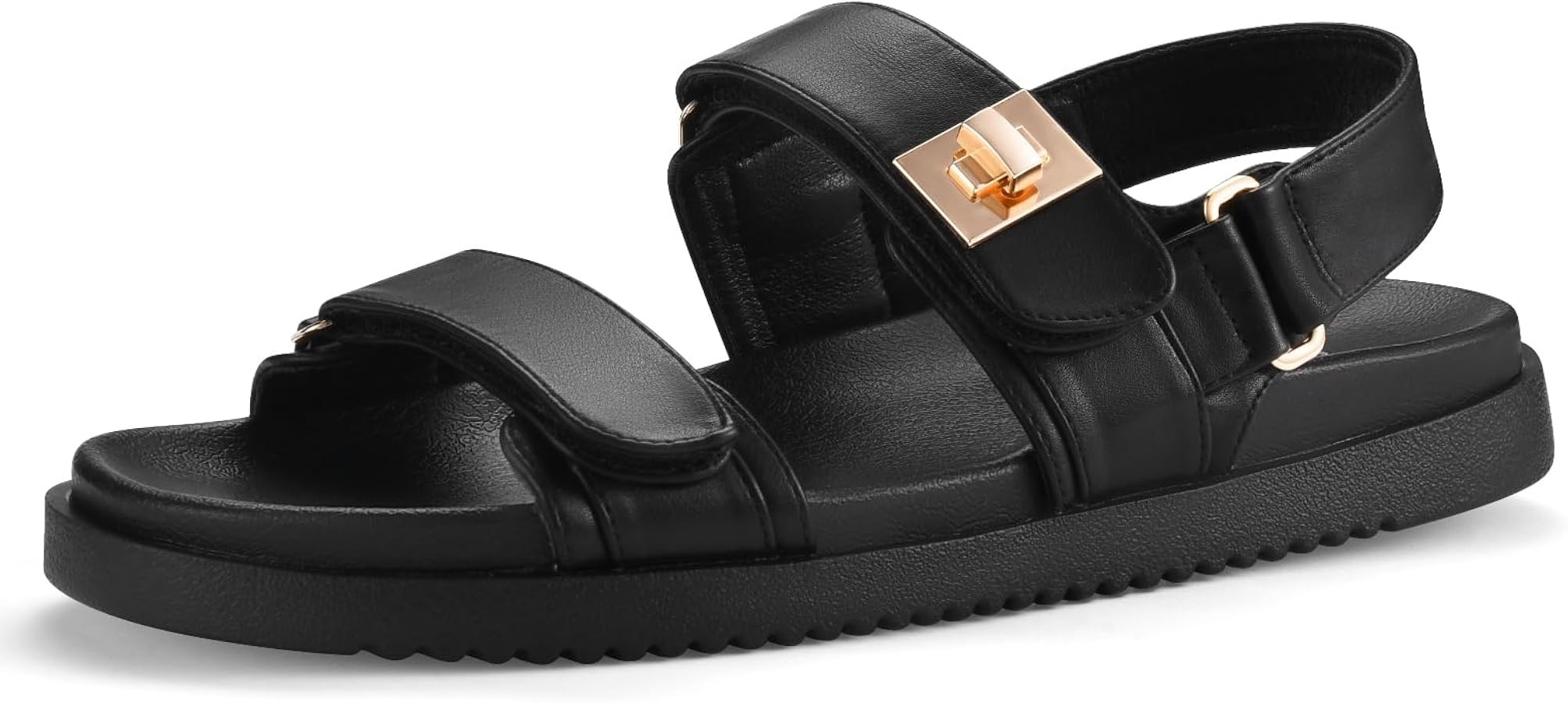 INIBUD Flat Sandals Women Slides Platform Wide Width Sandals Adjustable Double Strap Leather Shoe... | Amazon (CA)