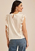 Embroidered Ruffle Trim Top | Maurices