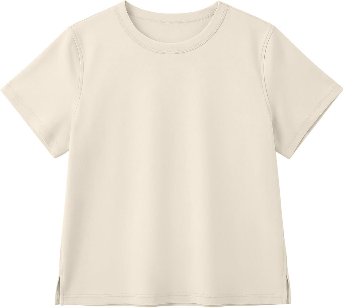 Stelle Women's Short Sleeve Crewneck T-Shirts Cotton Basic Tees Summer Casual Solid Crop Tops | Amazon (US)