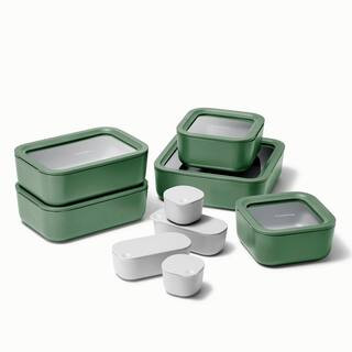 CARAWAY HOME 14-Piece Glass Food Storage Set Sage KW-FS14-GRE - The Home Depot | The Home Depot