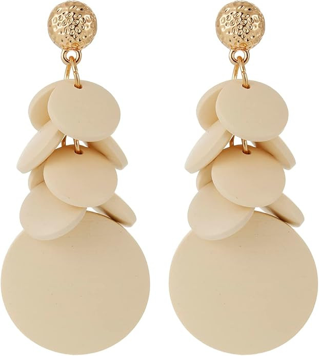 Colorful Layered Wooden Earrings, Bohemian Dangle Drop Earrings for Women | Amazon (US)