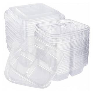Disposable Plastic Bento Snack Containers 4 Compartment Meal Prep Lunch Containers with Lids 30-Pack | The Home Depot