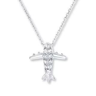 Petite Diamond Plane Necklace 1/20 carat tw 10K White Gold | Kay Jewelers