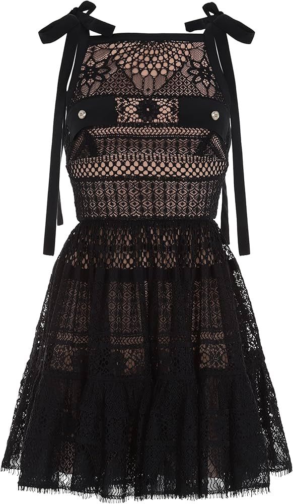 Amazon.com: Elie Saab, Macrame Short Dress, 6, Black : Luxury Stores | Amazon (US)