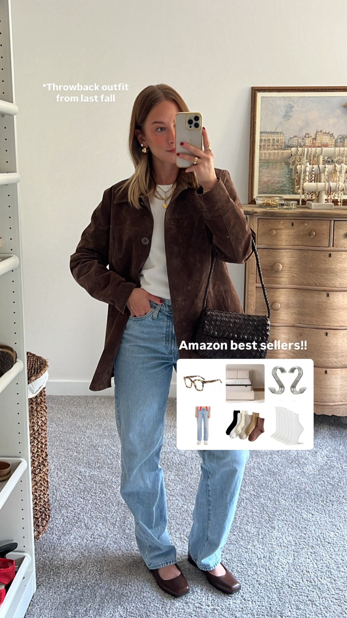 9/4/25 Amazon bestsellers roundup 🤎 Linking a mix of your favorites + mine:

• Levi’s 94 Baggy Jeans (forever a fave)
• Amazon blue light glasses
• Our super comfy mattress
• S-hooks I use to hang my jeans in the closet
• A 6-pack of neutral socks for fall
• My go-to white crew socks for workouts + everyday

And the outfit I’m wearing here — a few of my best Amazon fashion finds from last fall: chocolate brown suede jacket, brown woven bag, my Levi’s 94 jeans, and brown ballet flats. Cozy, timeless staples I’ve been reaching for again this season ✨

#LTKStyleTip #LTKShoeCrush