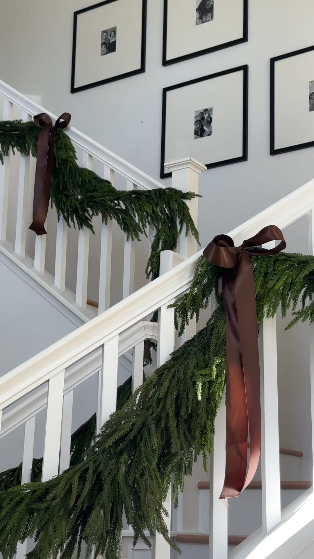 THIS is your sign!! I have one Kirklands Norfolk Garland in each section, and used Afloral Norfolk stems to fill in some gaps where needed. 

#LTKHolidaySale #LTKhome #LTKHoliday