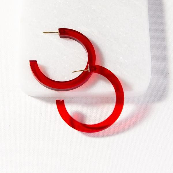 Red Lucite Small Hoop | INK+ALLOY