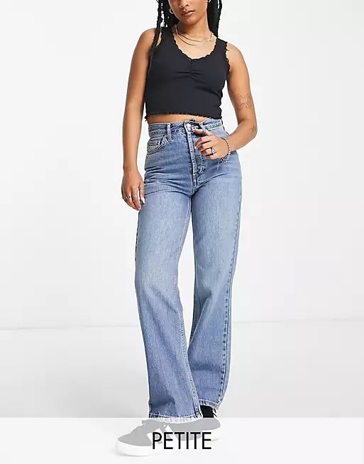 Topshop Petite Kort jeans in mid blue | ASOS (Global)