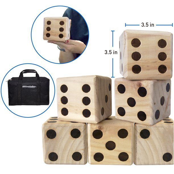 EasyGo Products Large Dice Games Giant Wooden Yard Game Set with Bag - Walmart.com | Walmart (US)
