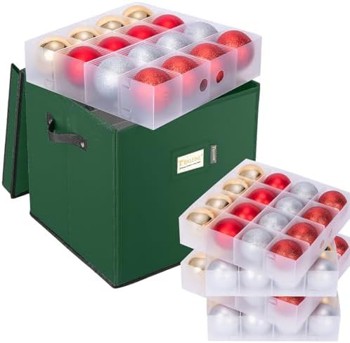 BALEINE Christmas Ornament Storage Box with Dividers, Premium Holiday Ornaments Storage Container... | Amazon (US)