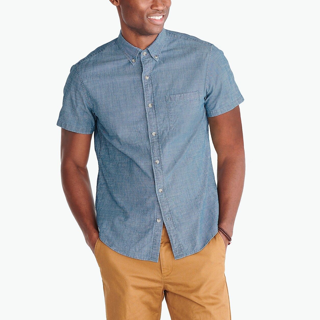 Slim short-sleeve flex chambray shirt | J.Crew Factory