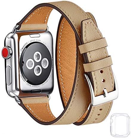 Bestig Band Compatible for Apple Watch 38mm 40mm 42mm 44mm, Genuine Leather Double Tour Designed ... | Amazon (US)