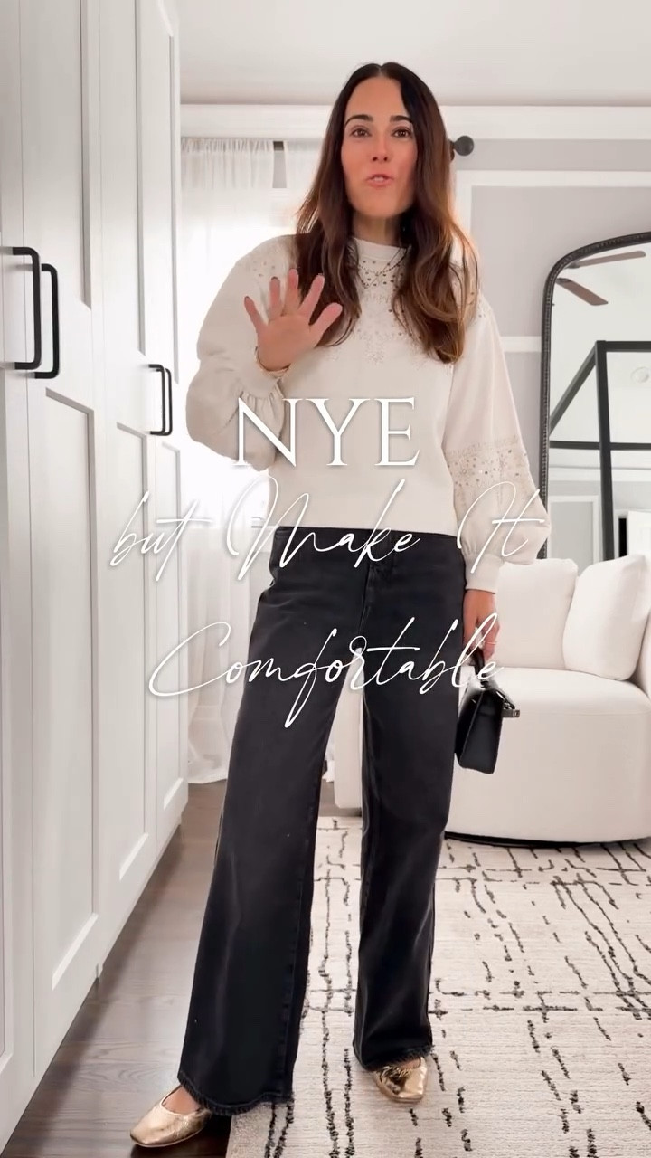 If you love a dressy moment but hate feeling uncomfortable, this one’s for you.
This is my kind of NYE outfit — elevated, easy, and still feels like a sweatshirt 🤍

Perfect for staying in, going out to dinner, or whatever your New Year’s plans look like this year. No sparkly dress required.

#LTKFindsUnder50 #LTKHoliday #LTKFindsUnder100