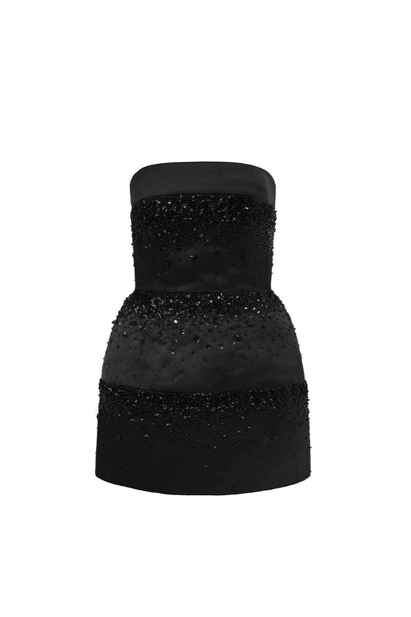 LUMINOUS SILK TAFFETA MINI DRESS IN BLACK | I.H.F Studio | CULT MIA | CULT MIA UK LTD