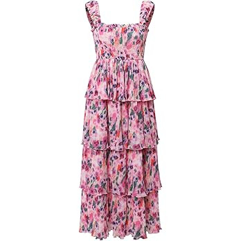 Women's Summer Floral Print Halter A-line Dress Bohemian Cake Dress Pink Dresses | Amazon (US)