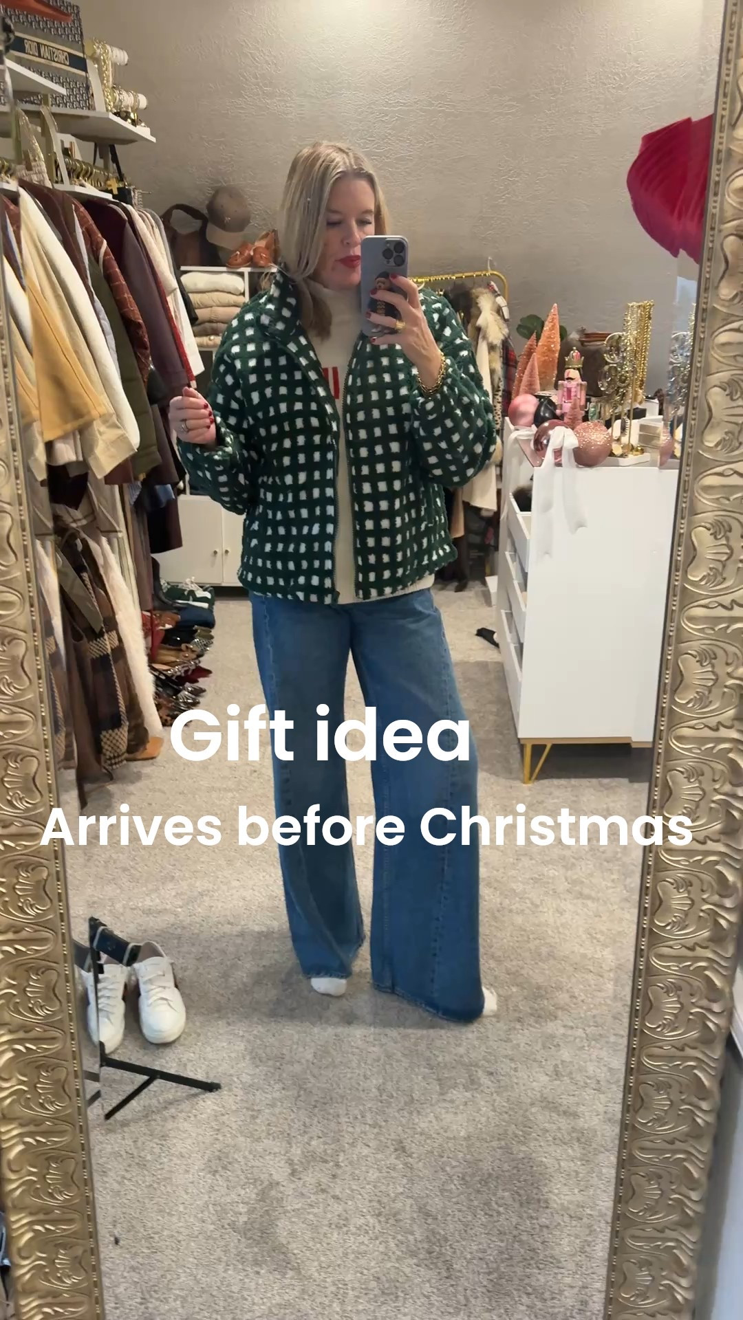Gift idea
Arrives in plenty of time before Christmas

This daring fleece checkered zip lip jacket. Tts comes in several color options!

Zip up jacket
Pull over 
And a vest

All fit tts, on sale and under $40
$38-48 

My jeans are mothers jeans twisted lemon fit tts



#LTKGiftGuide #LTKSaleAlert #LTKFindsUnder50