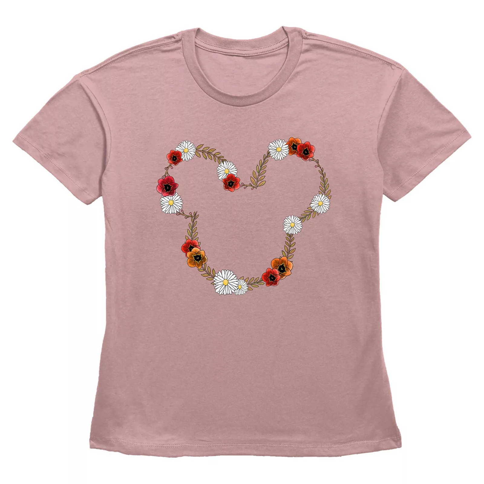 Disney's Mickey Mouse Spring Floral Wreath Women's Graphic Tee, Size: Small, Desert Pink | Kohl's
