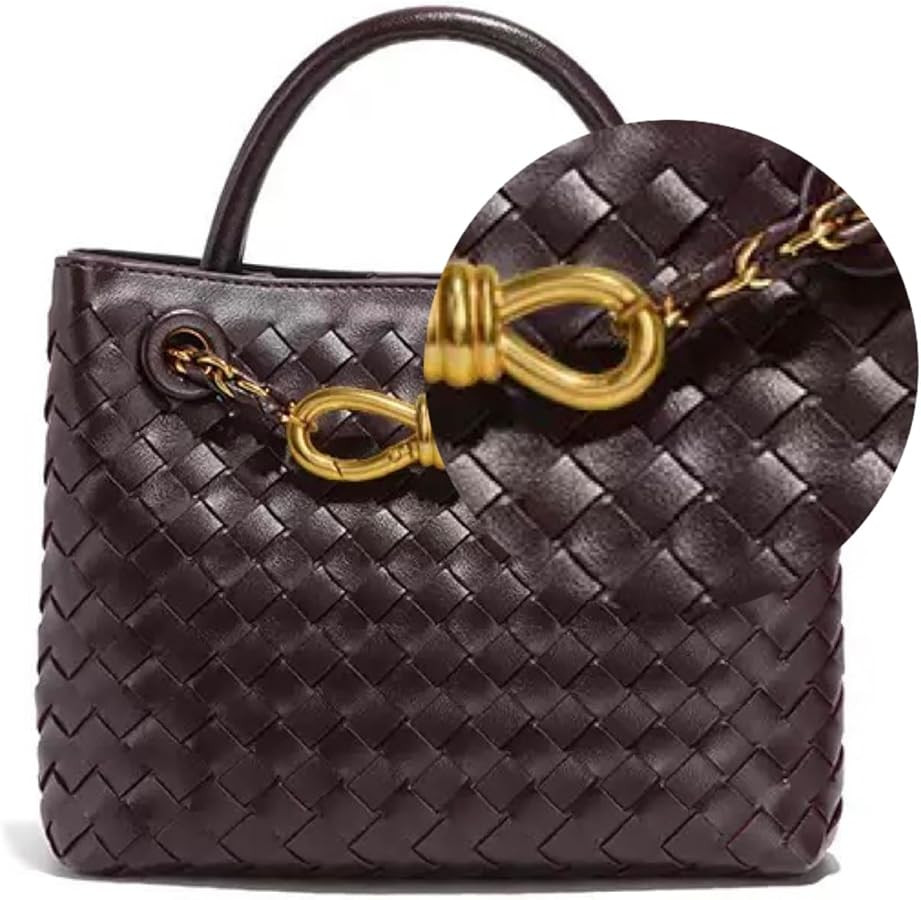 Genuine Leather Women's Top-handle Handbags Fashion Ladies Handbags Shoulder Bag Purse Woven Tote... | Amazon (US)