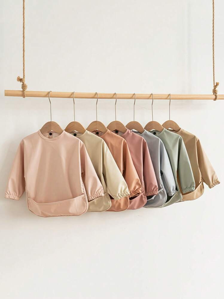 £5.59£6.98-19%1pc Soft PU Long-Sleeved Waterproof Feeding Bib, Baby Bibs Plain Color, Long Slee... | SHEIN