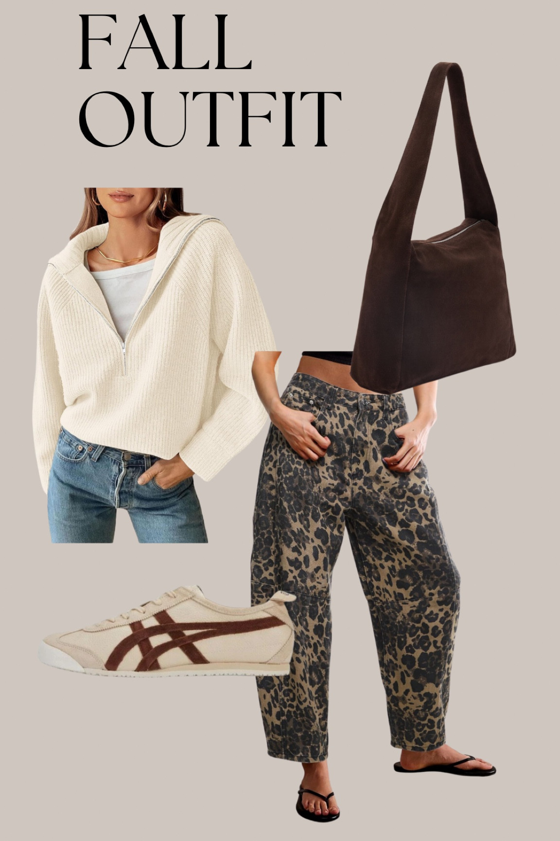 Fall outfit inspiration // leopard jeans // onitsuka tiger

#LTKStyleTip #LTKSeasonal #LTKFindsUnder100
