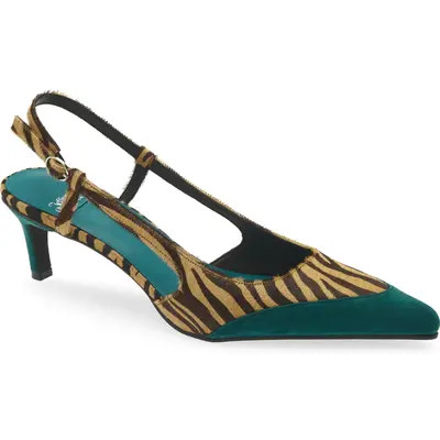 Jeffrey Campbell Booshky Slingback Pump in Beige Zebra Turquoise at Nordstrom, Size 10 | Nordstrom