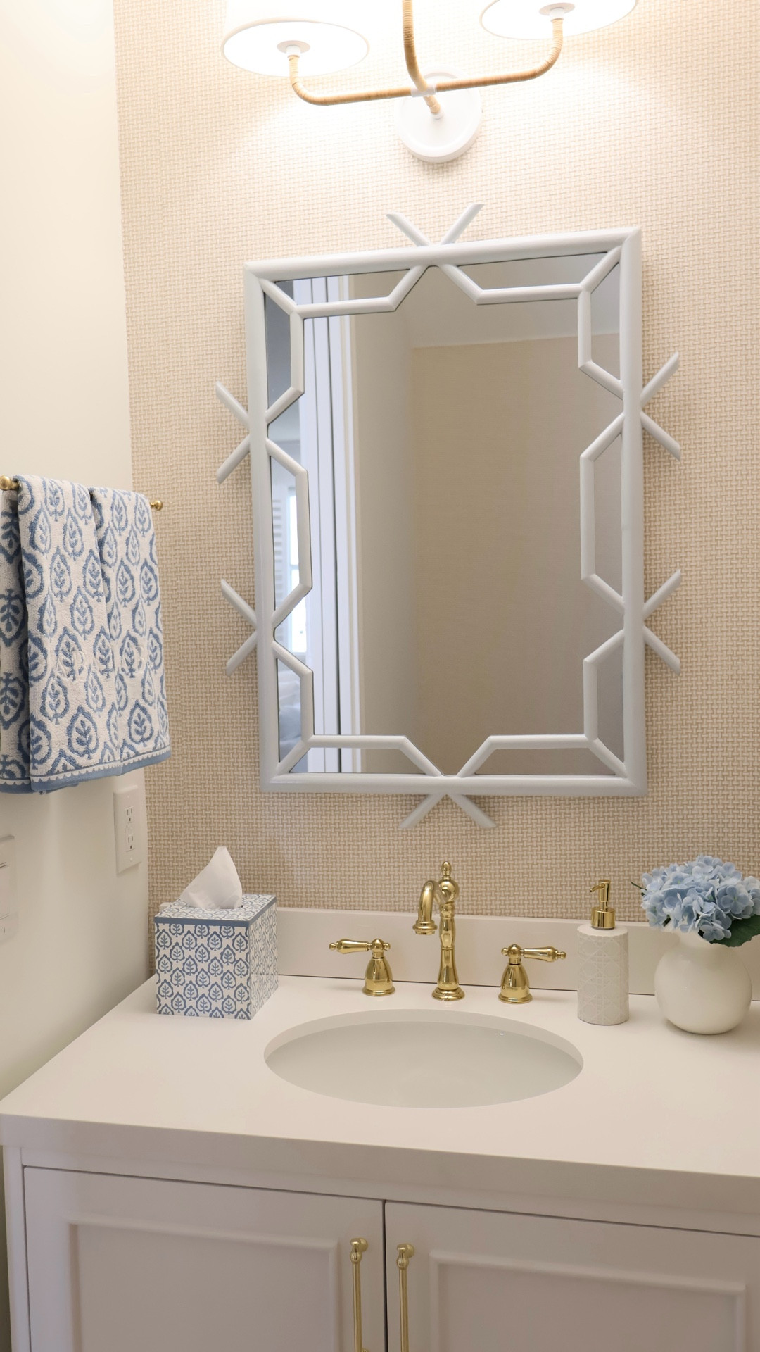 Elevating my bathroom with the new Mark & Graham x Sanderson collection and I’m obsessed with how these classic blue and white accents instantly compliment the space 🤍💙

If you love coastal bathroom decor, blue and white home decor, preppy bathroom accessories, and classic traditional style, this collection is such a beautiful way to add a polished designer look. I styled the Sanderson patterned hand towels and matching tissue box cover with brass fixtures, soft blue hydrangeas, and a clean white vanity for that timeless grand millennial / Nancy Meyers inspired bathroom aesthetic.

These pieces are perfect if you’re looking for elevated everyday bathroom accessories, guest bathroom decor ideas, classic coastal decor, traditional blue and white patterns, and luxury bathroom styling. The patterns feel timeless and high-end but still fresh for spring and summer decorating.

Shop the Mark & Graham Sanderson collection bathroom accessories, including blue patterned towels , decorative tissue box cover, lacquered waste bin, and classic bathroom accents to recreate this light, airy, coastal-inspired powder room look 🫧 

#LTKHome #LTKmorningroutine #LTKSaleAlert

#LTKHome #LTKSaleAlert #LTKselfcare
