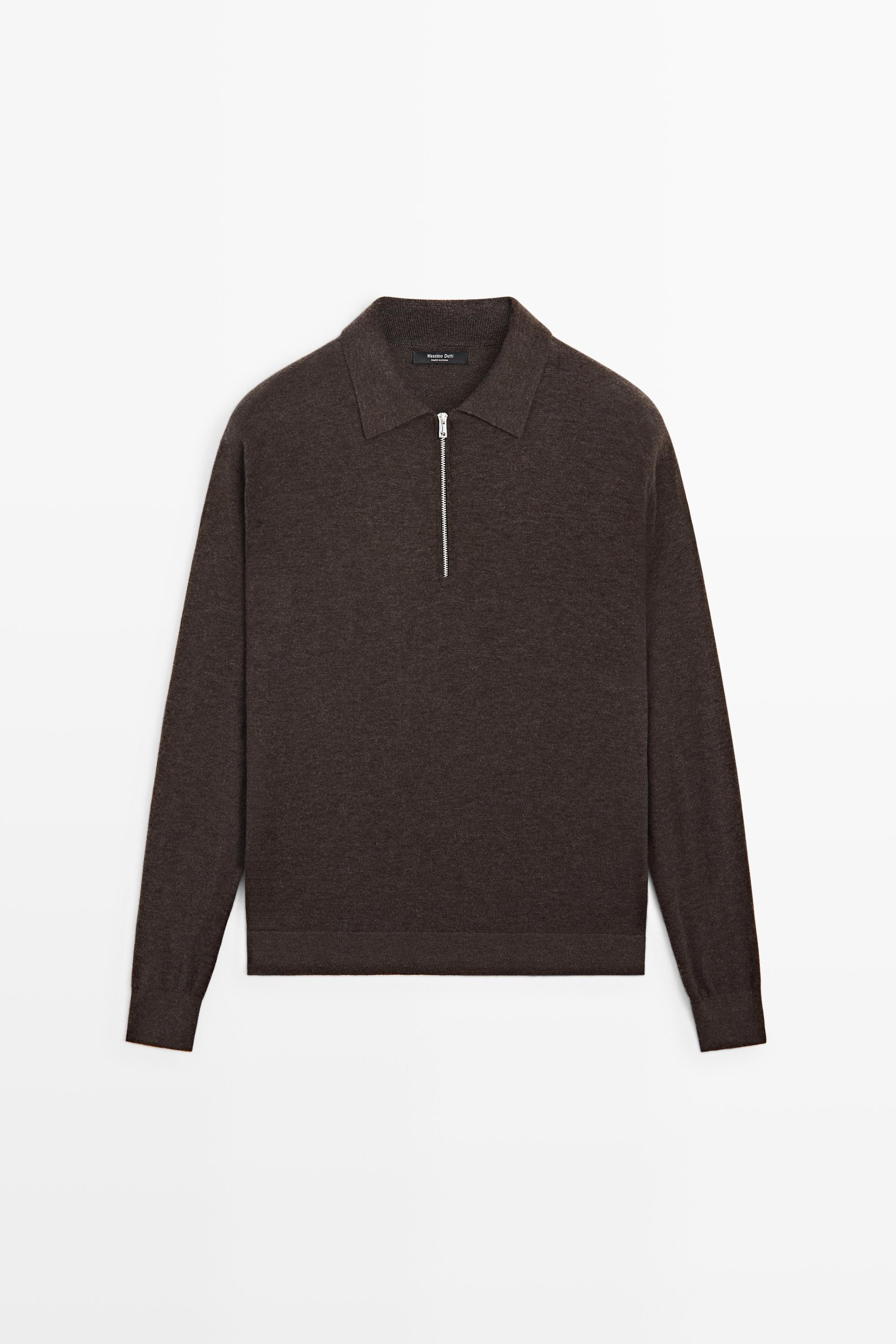 Wool blend quarter-zip sweater | Massimo Dutti US