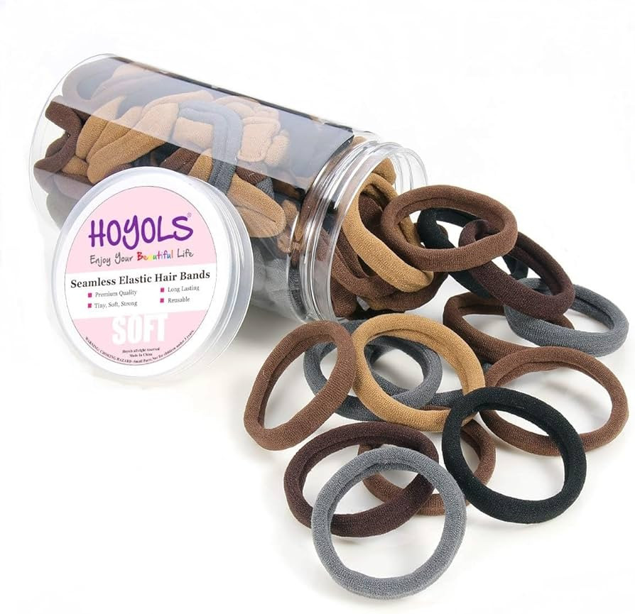 HOYOLS Soft Thick Seamless Cotton Hair Ties, Ponytail Scrunchies Head bands No Damage Crease for ... | Amazon (US)