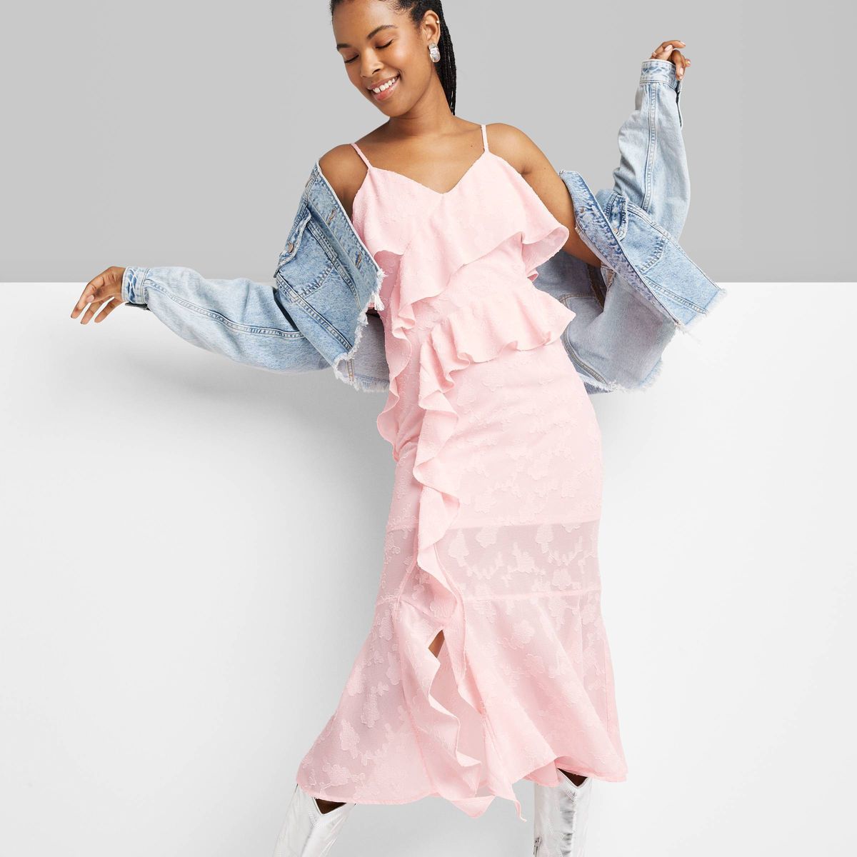 Women's Ruffle Midi Dress - Wild Fable™ Pink L | Target