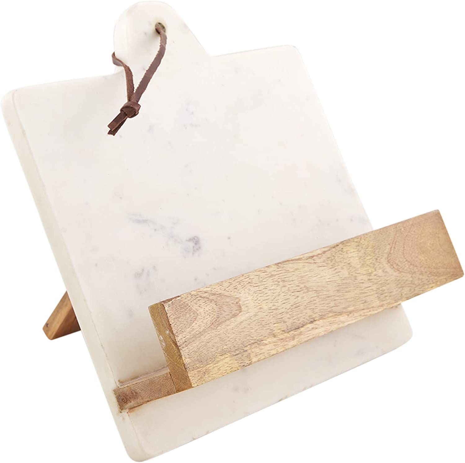 Mud Pie Marble and Wood Cookbook Holder, White/Brown, 11" x 11" | Amazon (US)